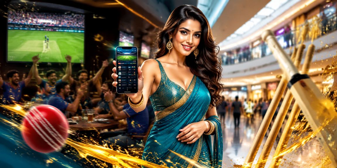 Young Indian woman enjoying cricket betting on mobile app during IPL